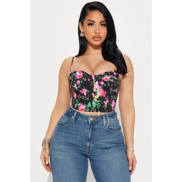 FASHION NOVA Wisteria Floral Corset Top Size Large NEW NWT - Picture 1 of 4